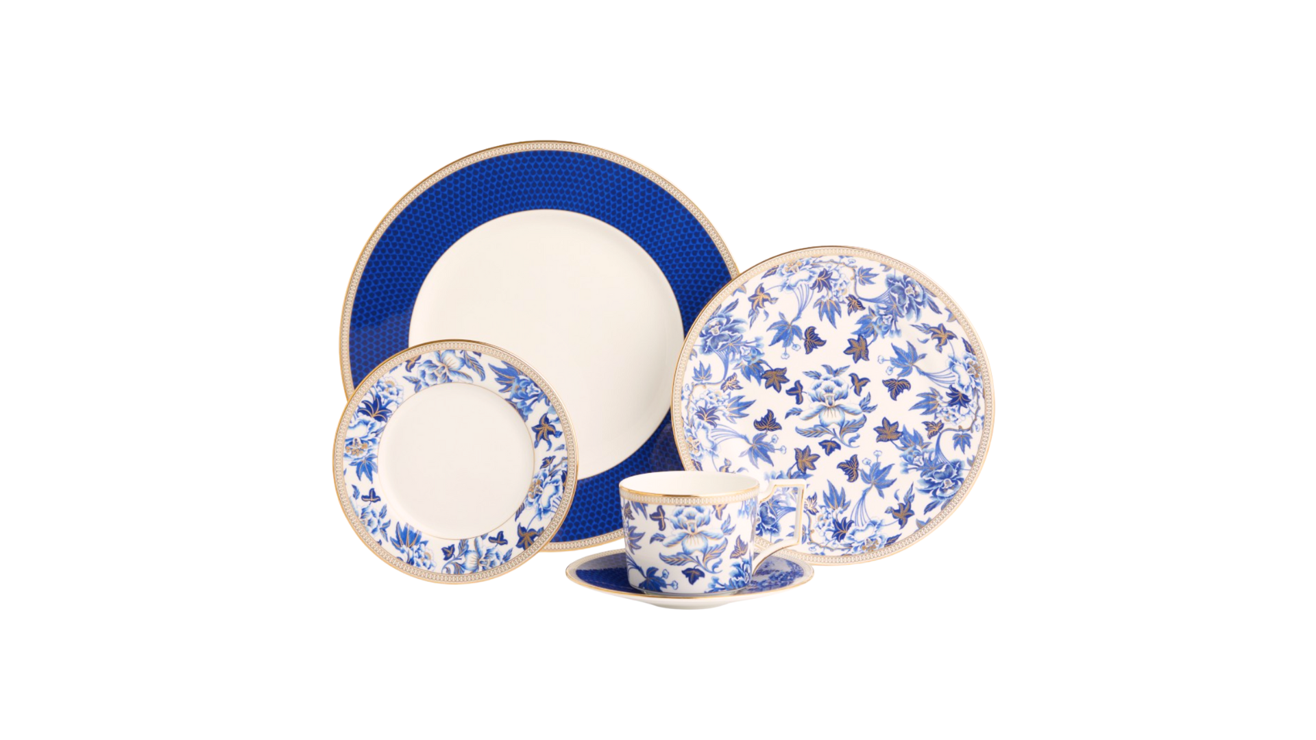 11. Gold Rimmed Tableware Set by Williams Sonoma