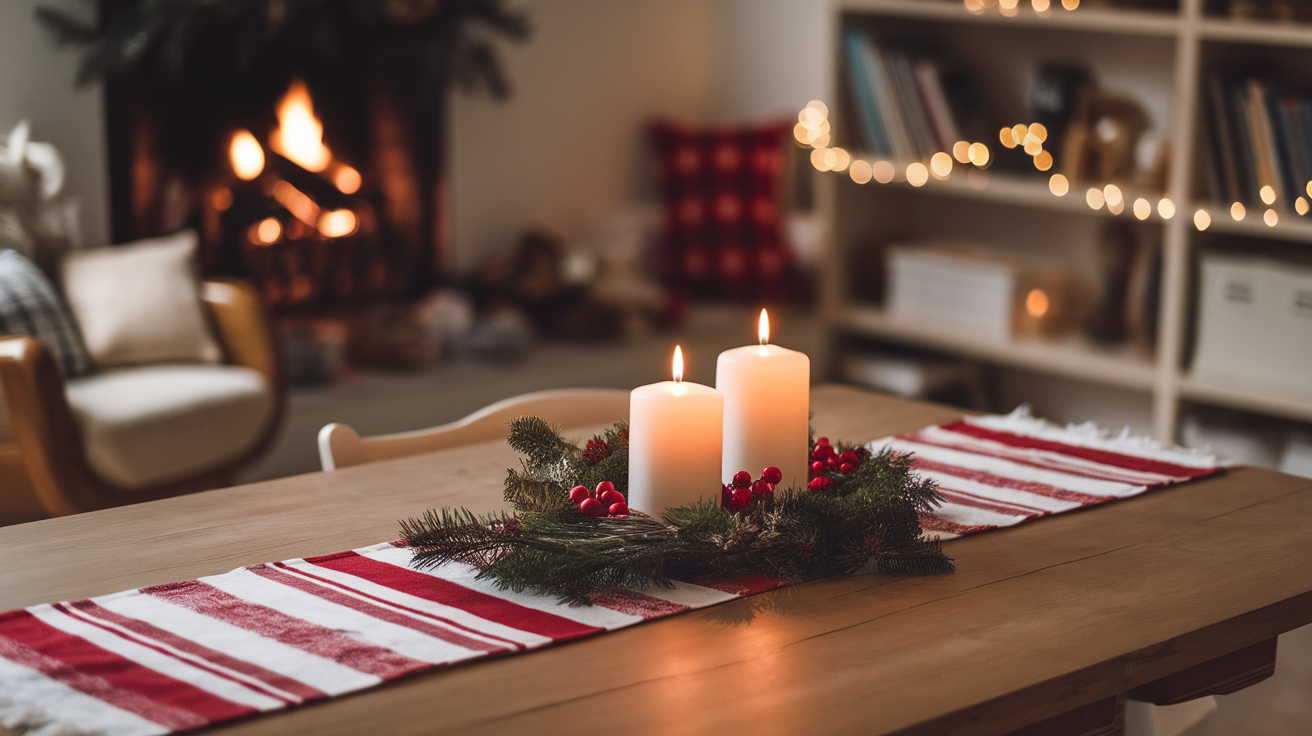 4. Simple Red and White Table Runner