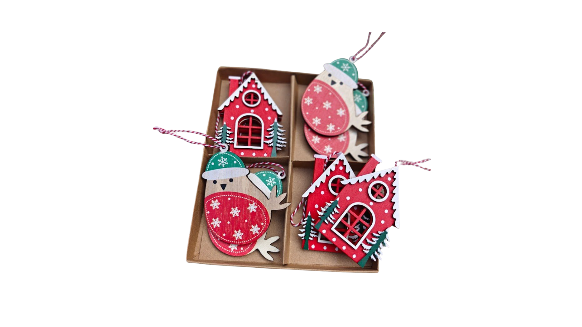 6. Scandinavian Christmas Reindeer & Trees Hanging Decorations