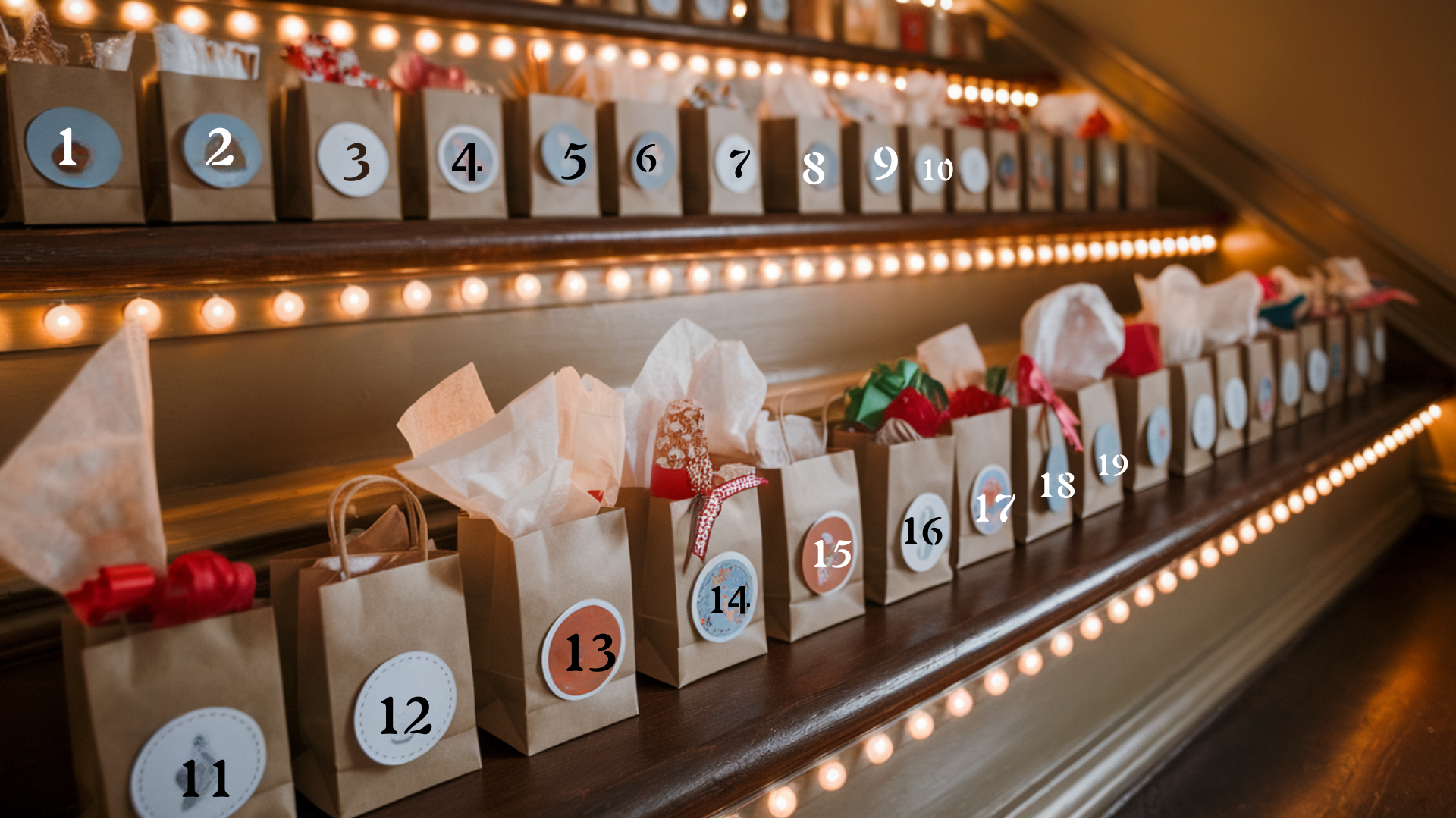 9. Gift Bag Staircase Advent Display