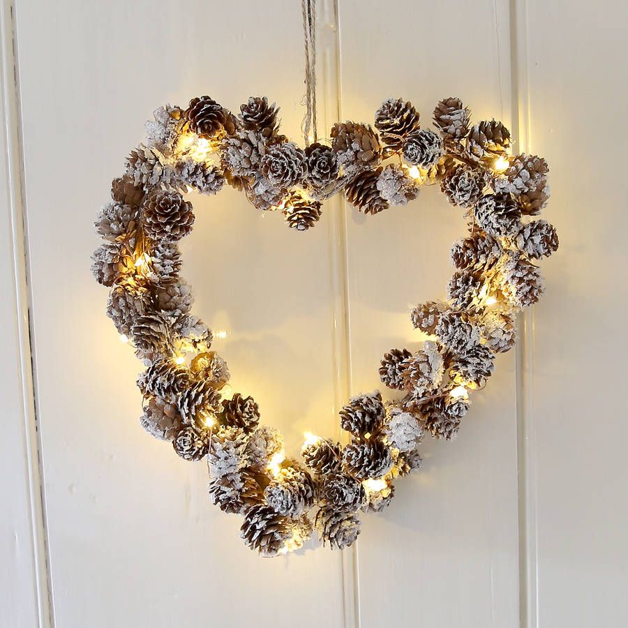 DIY Pinecone Wreath using a Heart-Shaped Wreath Form