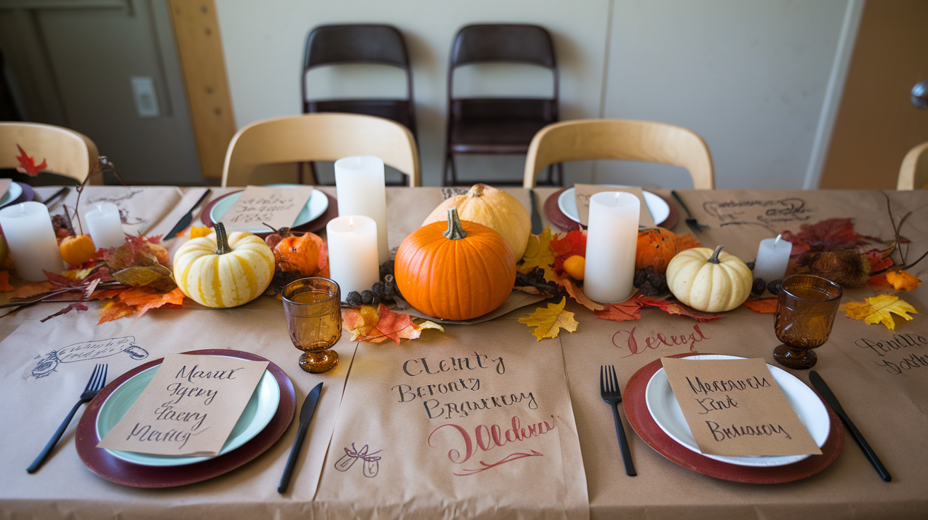 a casual thanksgiving setup with a craft