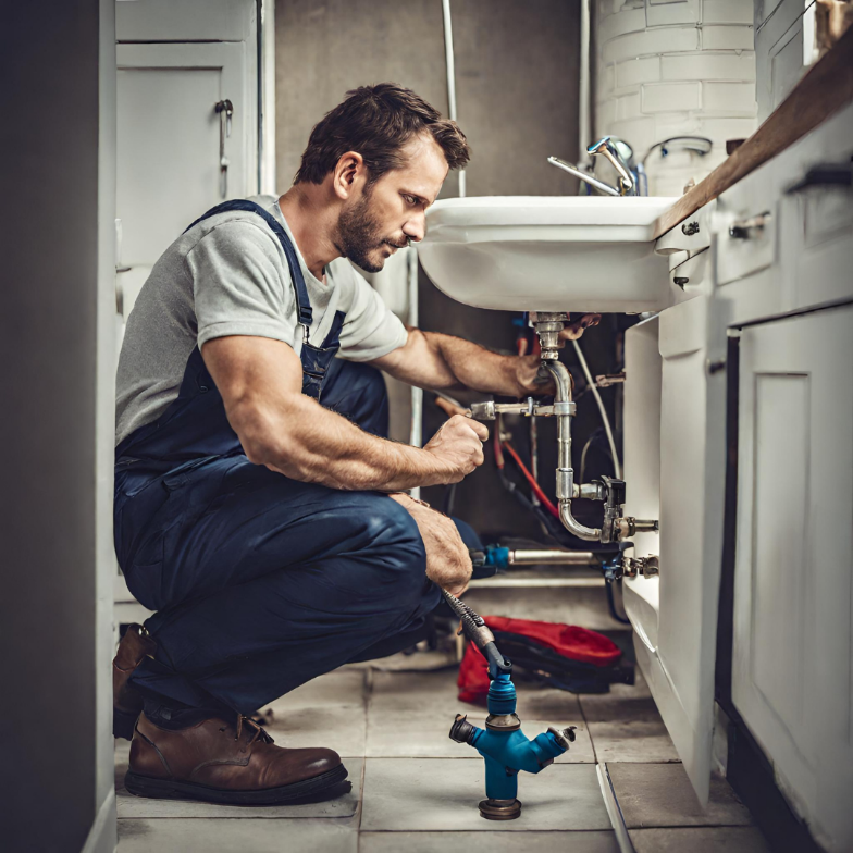 A person fixing a sink

Description automatically generated