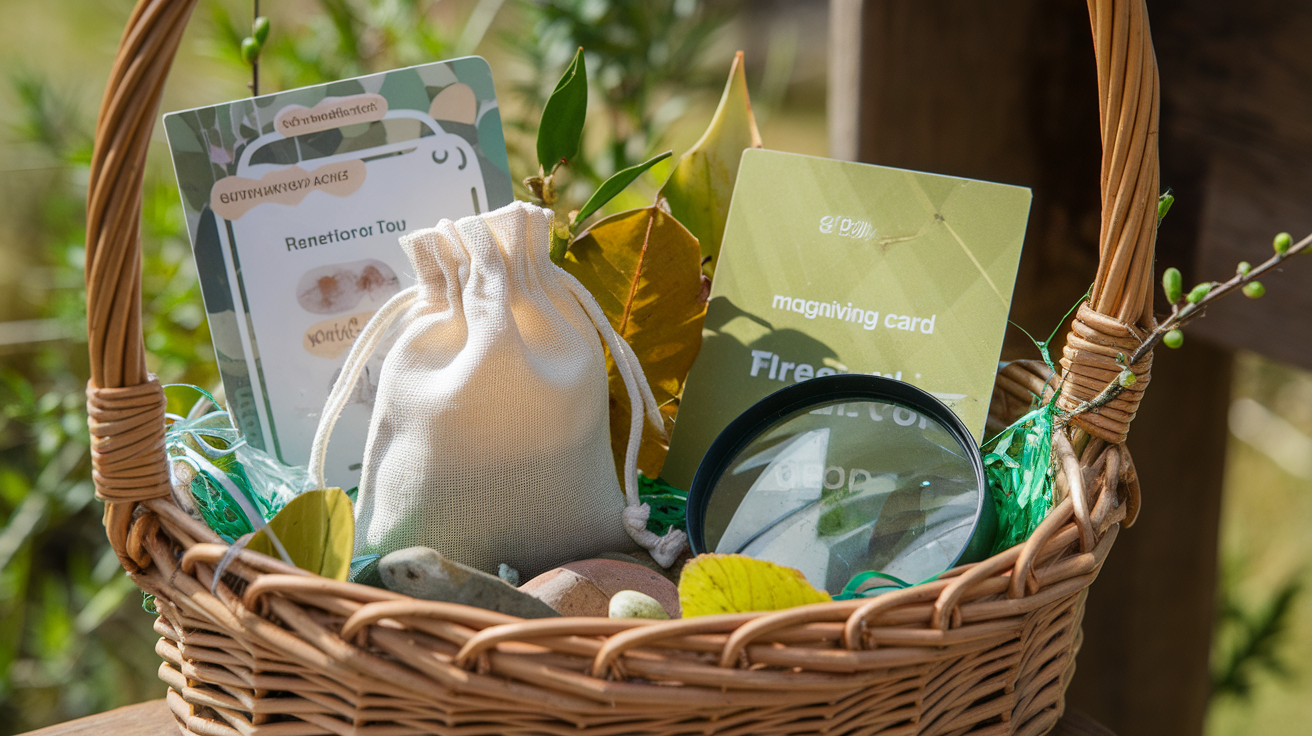 Outdoor Discovery Basket with Rock-Collecting Bags