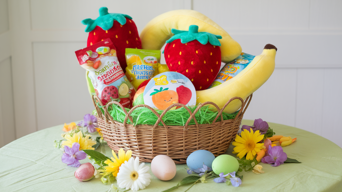 Fruit-Themed Basket with Fruit-Shaped Toys or Snacks