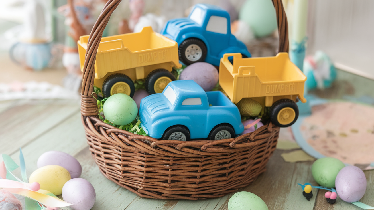 Car and Truck Basket with Chunky Vehicles
