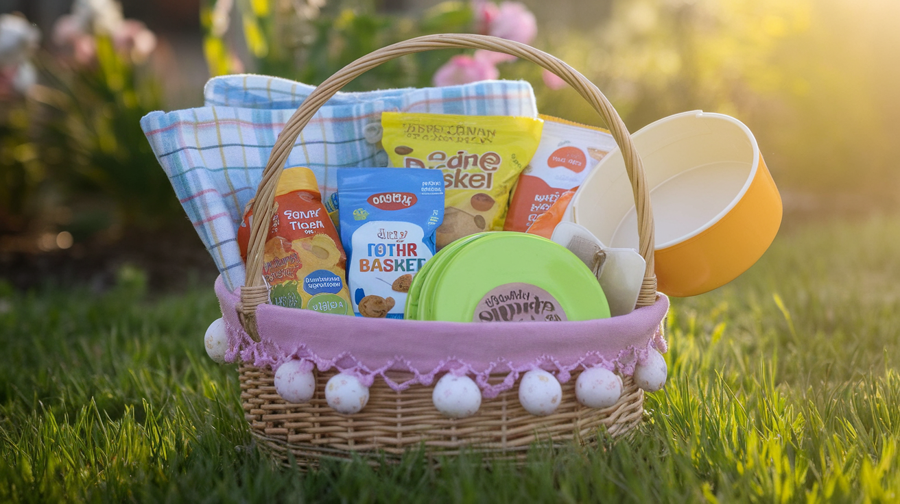 Picnic Basket with Toddler Snacks and a Tiny Blanket