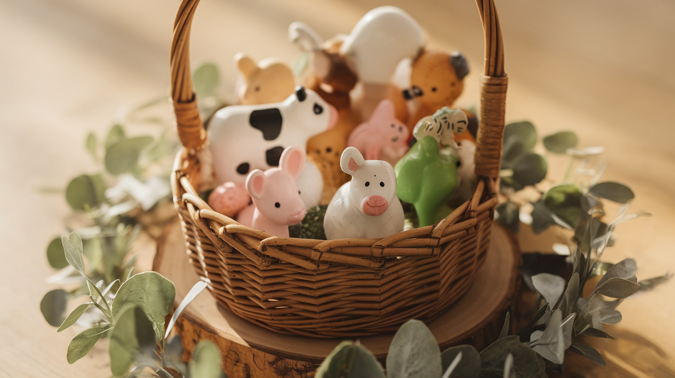 Animal-Lover Basket with Small Farm or Jungle Animals