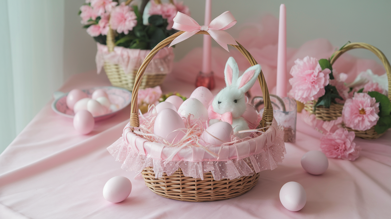 Spring Color Basket Filled with Items in One Pastel Color
