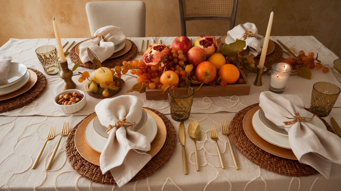 a warm and homey thanksgiving table set