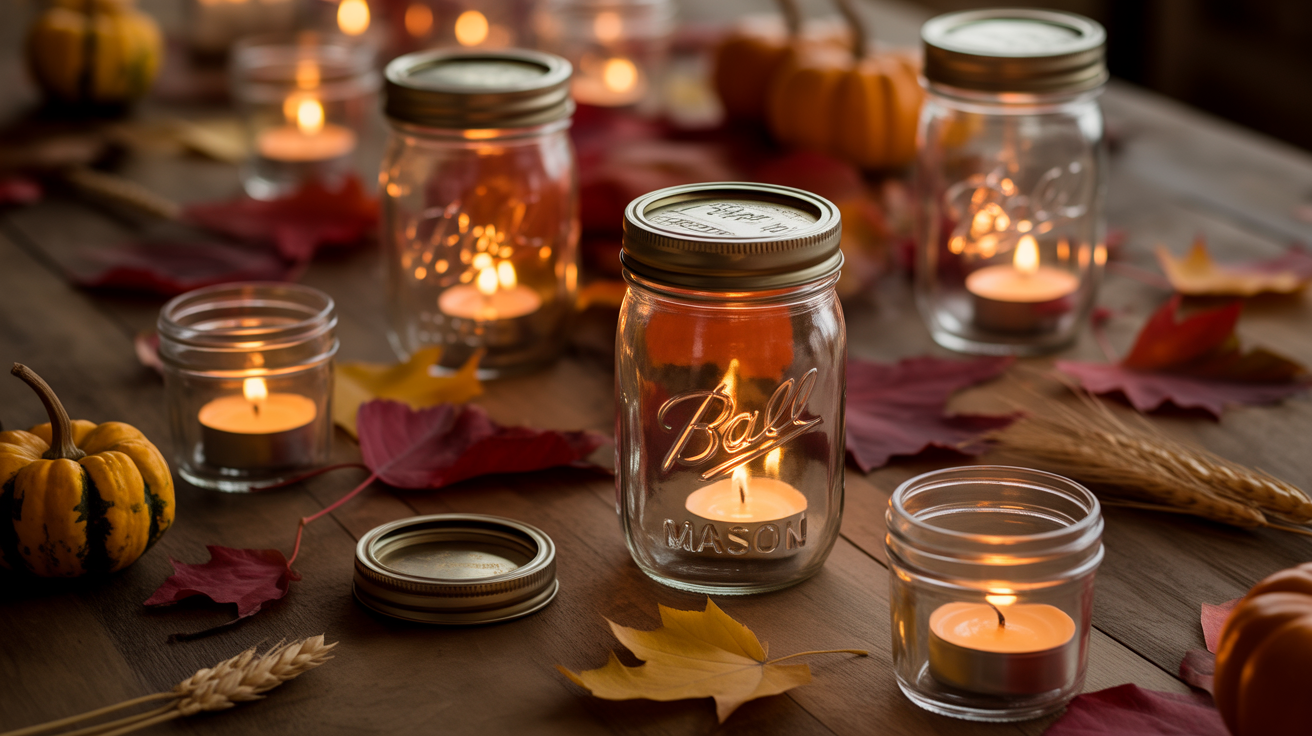 a warm photograph of vintage mason jars