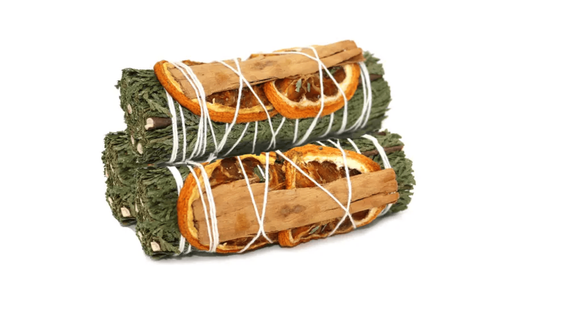 cedar orange cinnamon smudge stick by birdbath