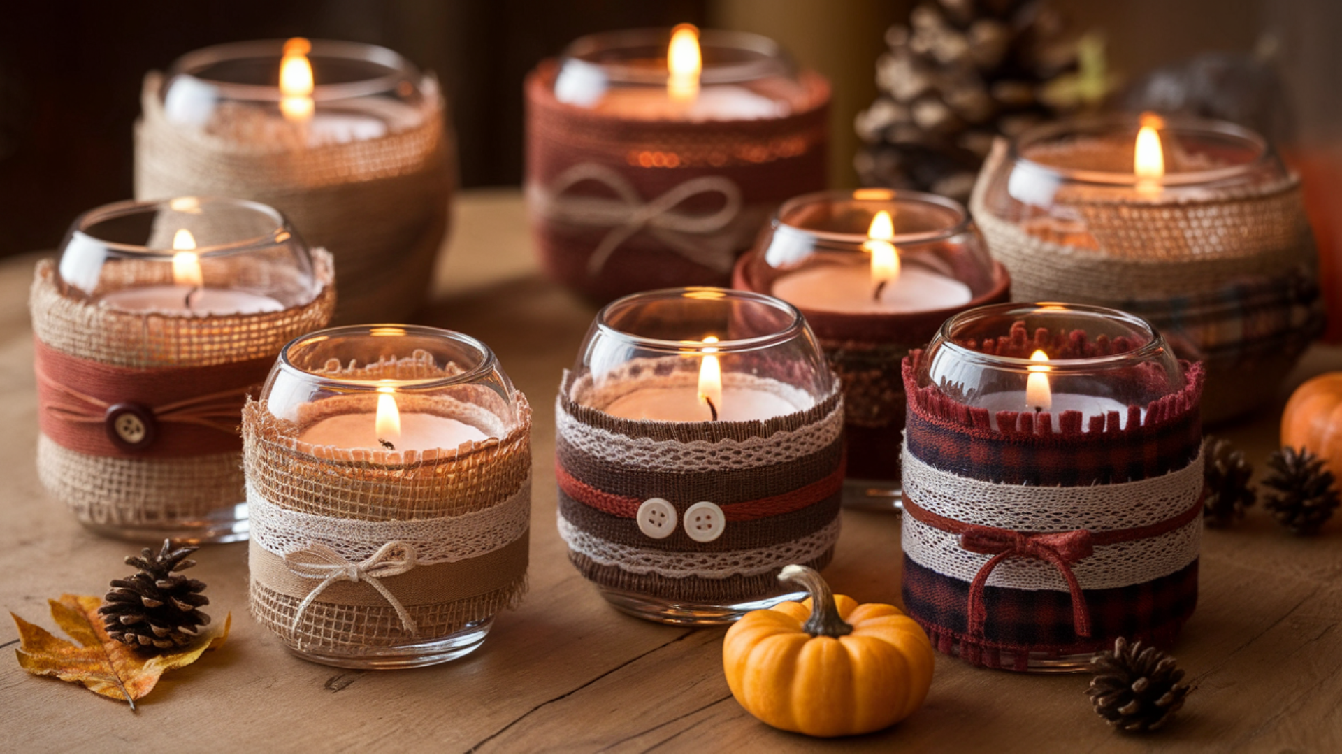 fabric wrapped candle holders