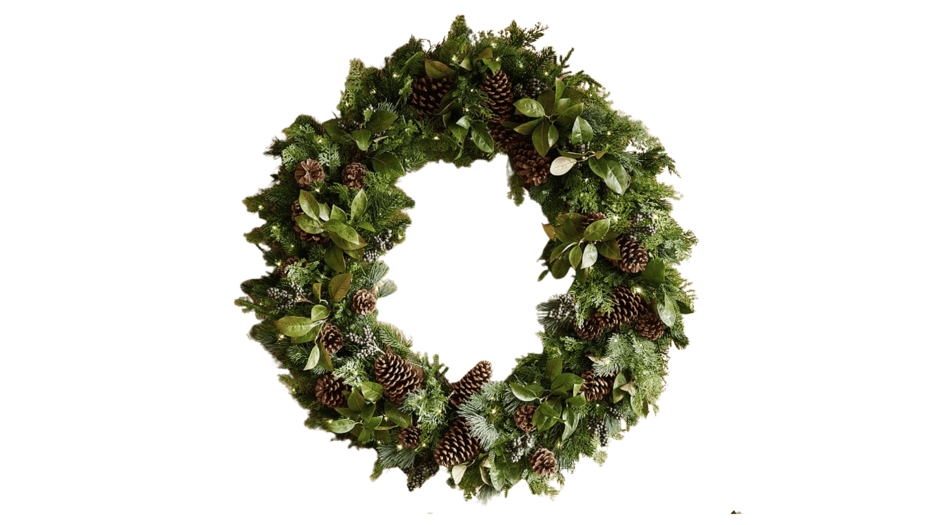 faux lit rustic pine and berry wreath garland by pottery barn