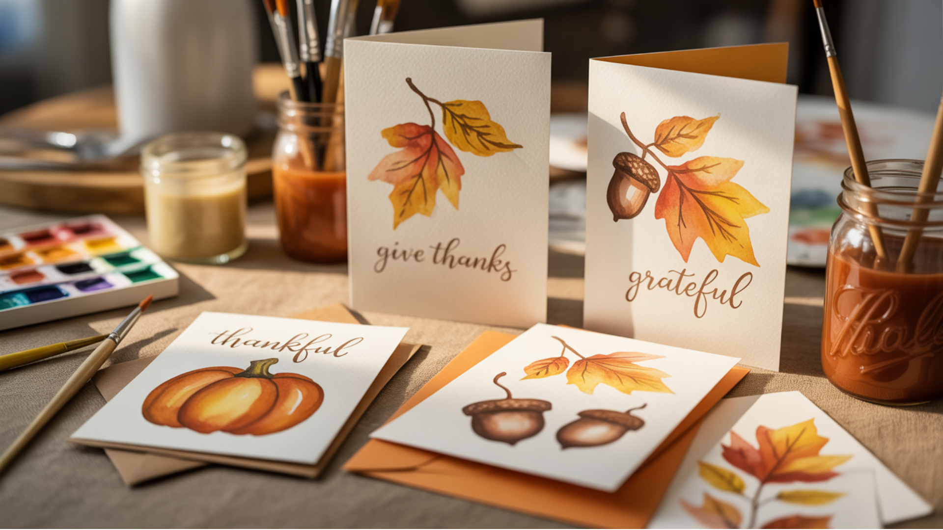 hand painted thanksgiving cards
