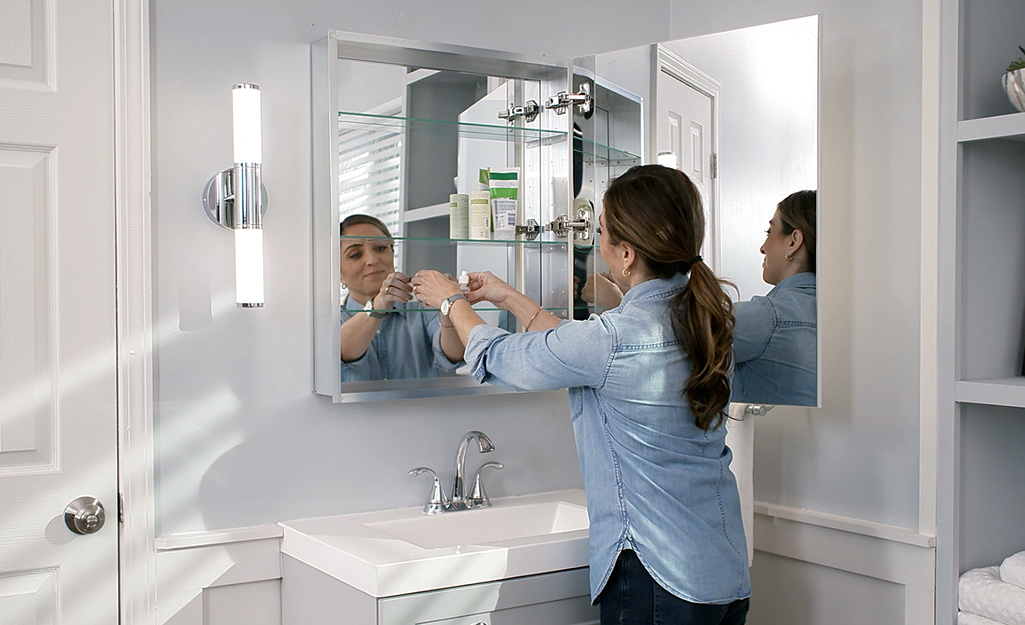 Put Up a Mirror with Recessed Medicine Cabinet