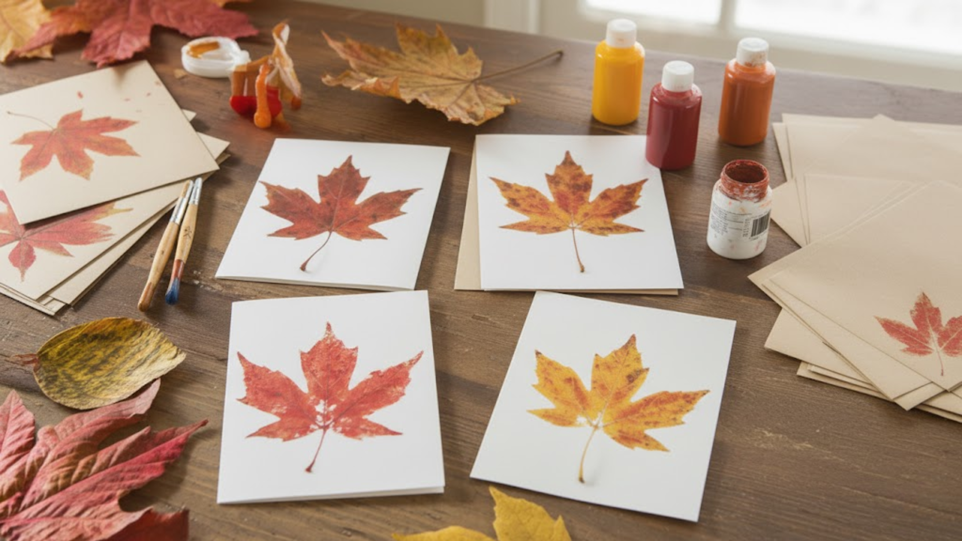 leaf print cards
