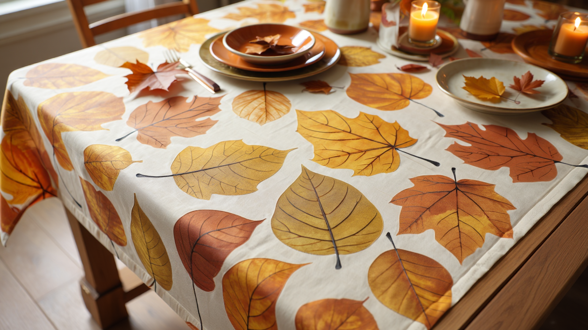 leaf printed tablecloth