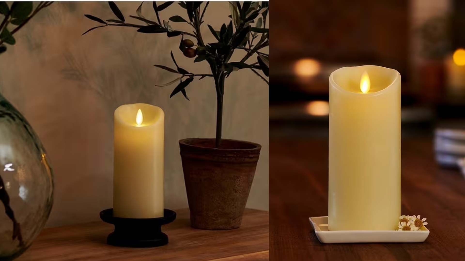 luminara led wax pillar candle ivory