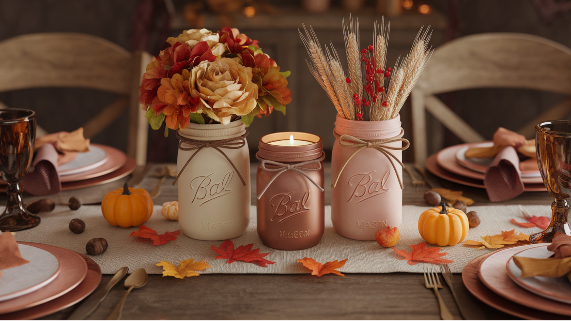 mason jar centerpiece trio