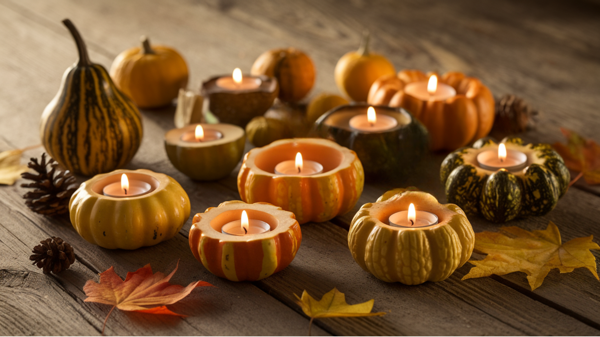 mini gourd candle holders