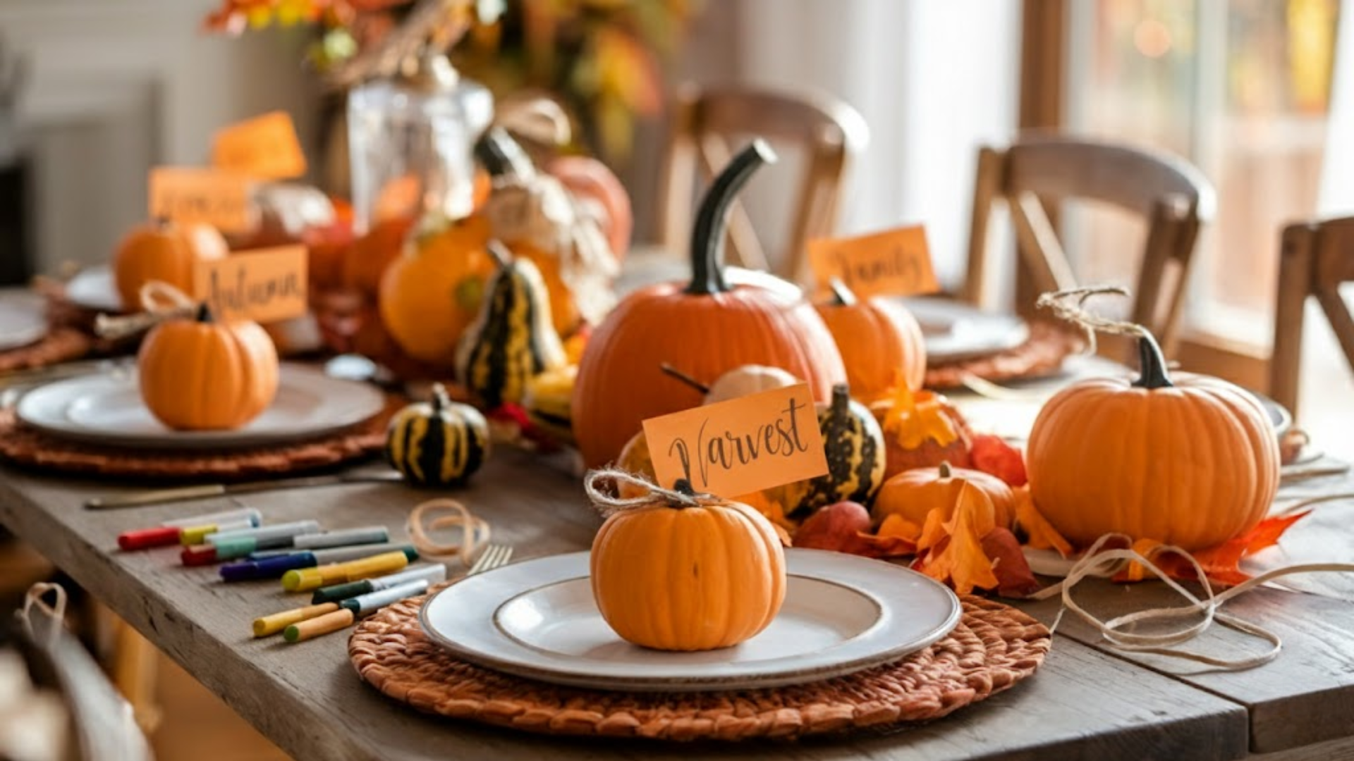 mini pumpkin place cards