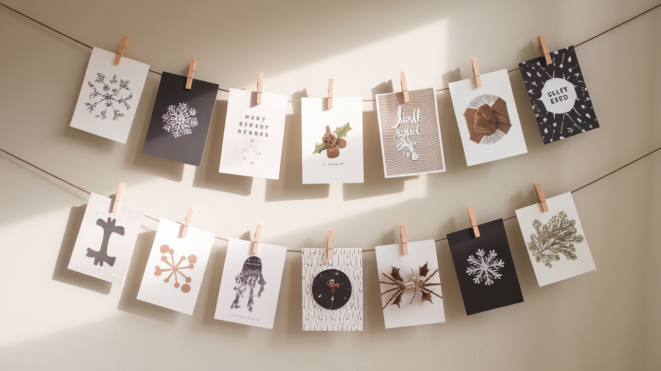 minimal christmas card display