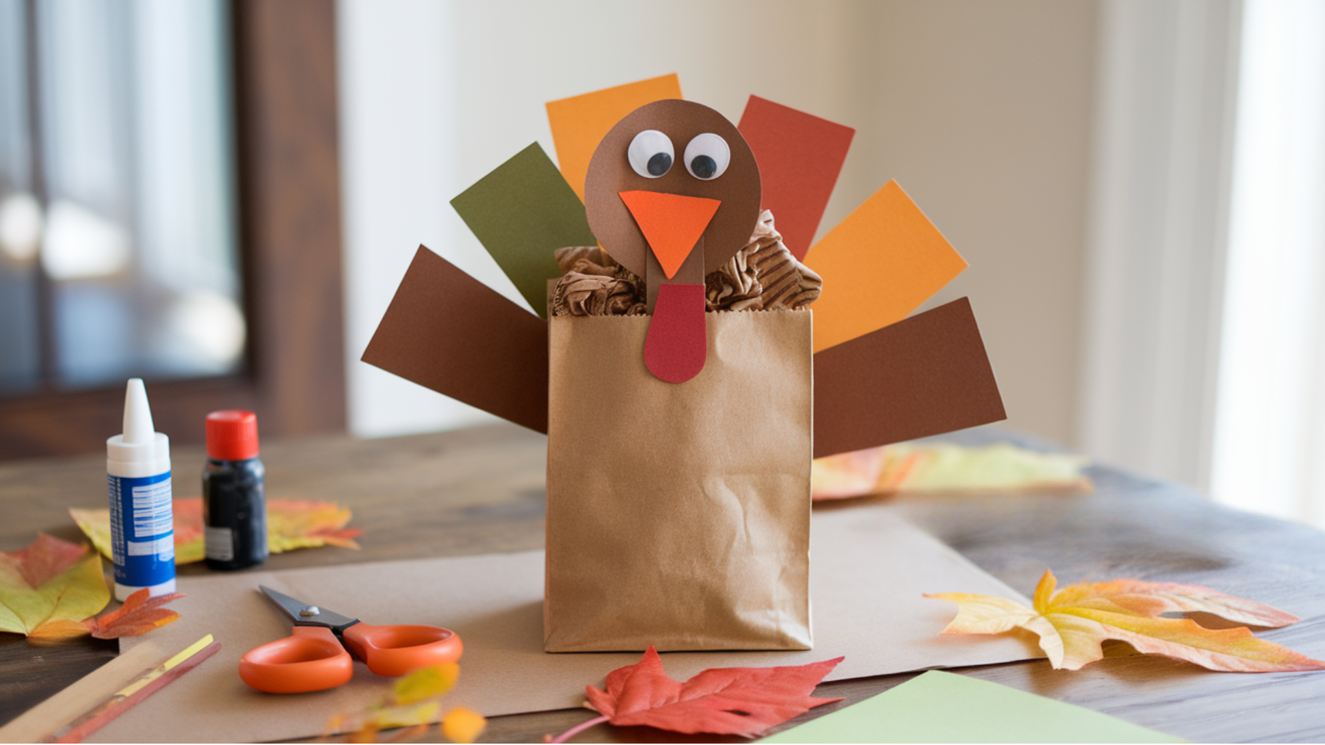 paper bag turkey puppet