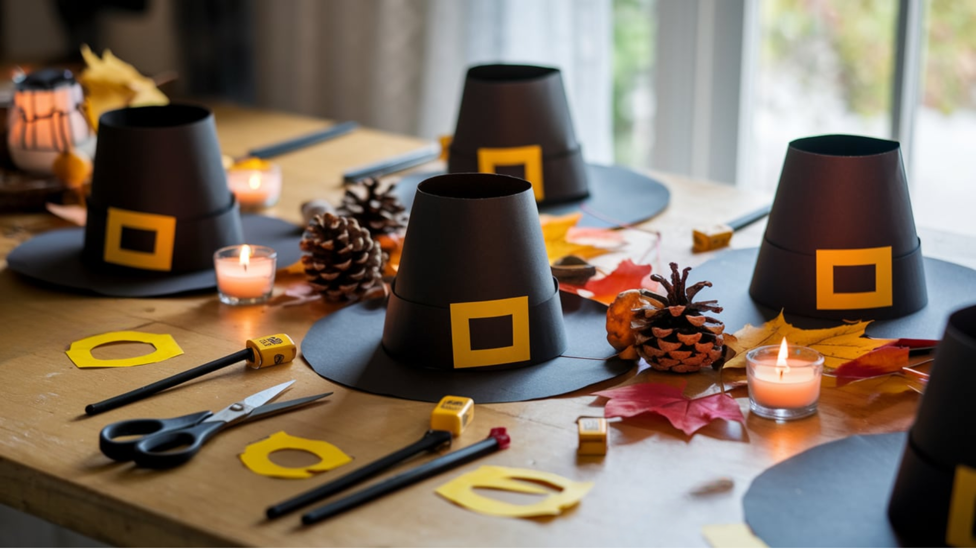 paper pilgrim hat centerpiece