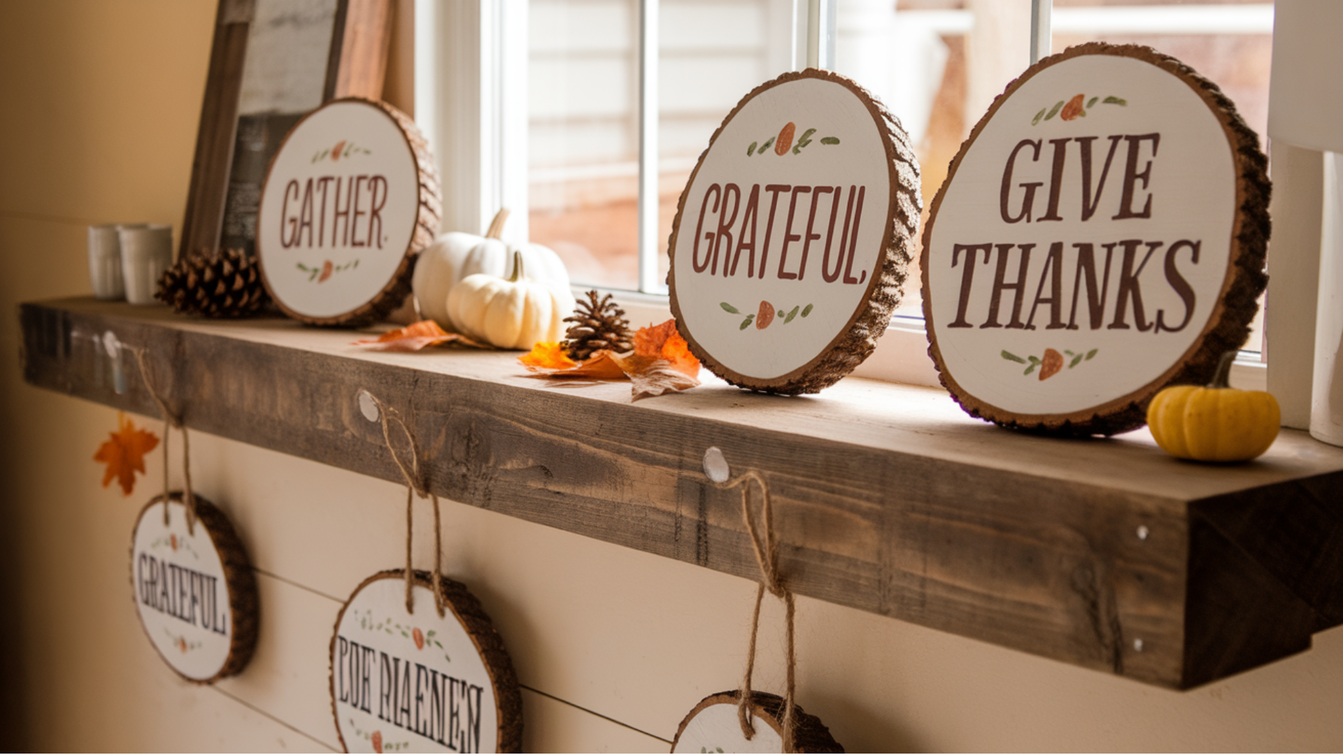 rustic wood slice signs